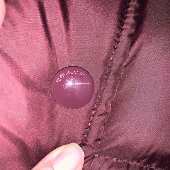Coach Winter Down Goose Feather Long Puffer Coat Jacket Burgandy Maroon XS - Picture 8 of 15